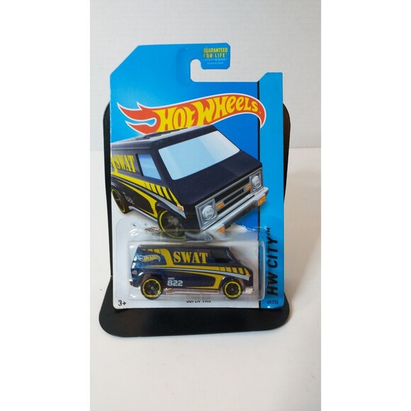 2014 Hot Wheels #49 HW City-HW Rescue SUPER VAN SWAT Dark Blue w/Black MC5 Spoke - Picture 1 of 6